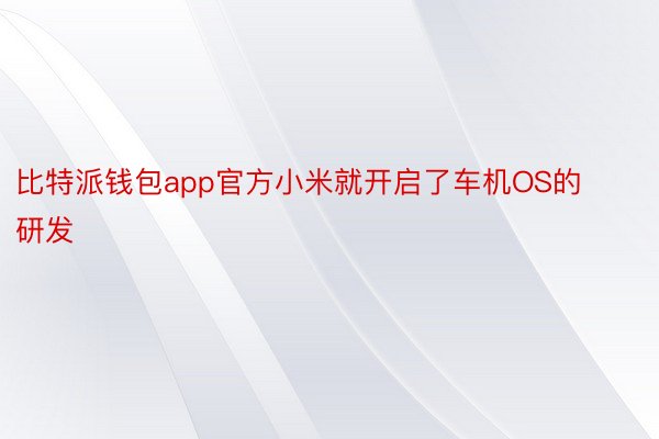 比特派钱包app官方小米就开启了车机OS的研发